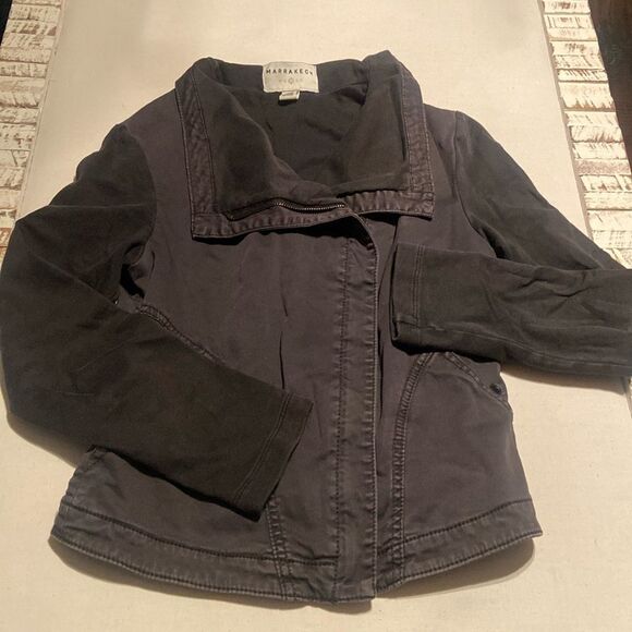 ANTHROPOLOGIE Jacket Sz XS Marrakech Faravel Black Cropped Moto Jacket Mob Wife - Picture 2 of 12